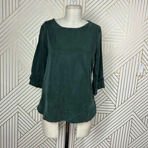 Ateliers De La Maille Green Cupro Ruffle Sleeve Top Size 1 / US Small